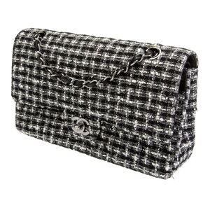 Chanel Black Tweed Medium Double Flap